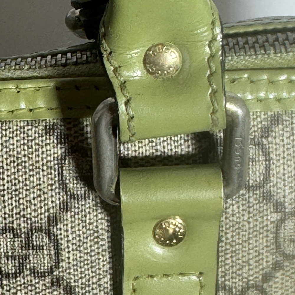 Gucci Beige and Green Monogram Boston Joy Bag - Picture 7 of 16